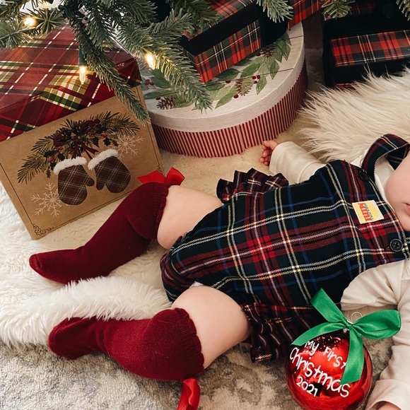 Christmas plaid ruffled bubble romper - Picture 3 of 3